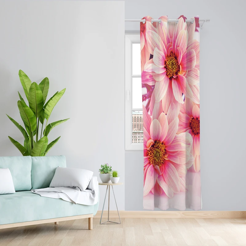 پرده طرح گل مدل مخمل پانچی کد L 441L Z سایز 140x200 سانتی متر