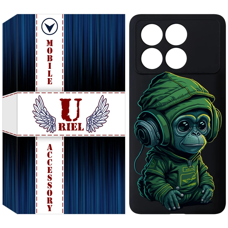 کاور یوریل مدل KSH کد 45 طرح میمون سبز مناسب برای گوشی موبایل شیائومی Poco X6 Pro