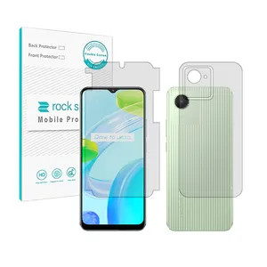Rockspace HyGEL model transparent screen protector suitable for Realme C30 mobile phone along with the back of the phone