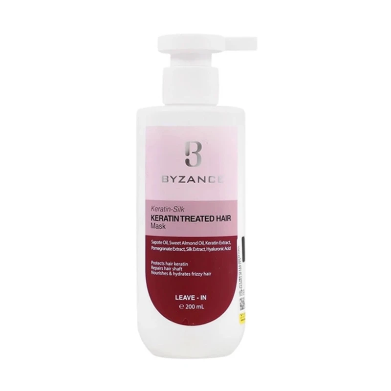ماسک مو بیرون حمام بیزانس مدل Keratin Treated مناسب برای موی رنگ شده حجم 200 میلی لیتر