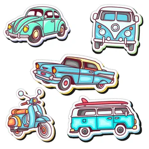 استیکر چوبی ناویا طرح ماشین کلاسیک مجموعه 5 عددی