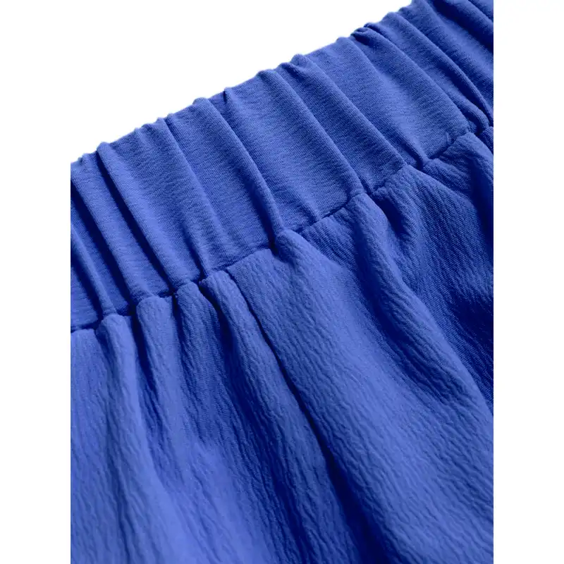 ست نیم تنه و شلوار زنانه مدل پاپیونی رنگ آبی