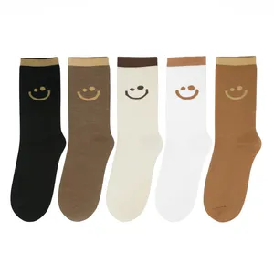 جوراب ساق بلند زنانه مدل Happy face بسته 5 عددی
