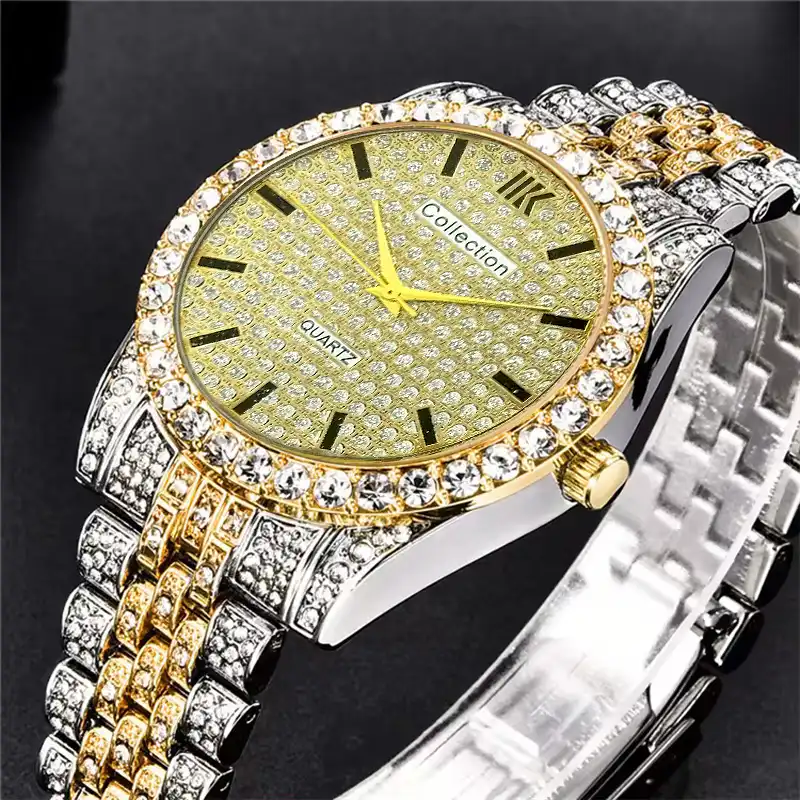 ست ساعت مچی عقربه ای زنانه و مردانه مدل دیت جاست نیم نگین کد co1