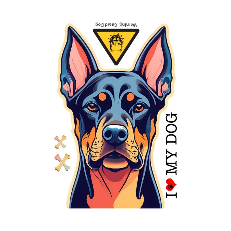 استیکر برجسته لپ تاپ و موبایل طرح سگ دوبرمن مجموعه 5 عددی