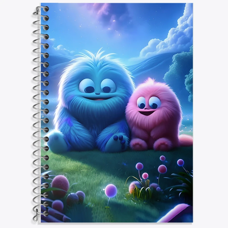 دفتر زبان 50 برگ خندالو مدل سه خط طرح هیولای کیوت کد F6279