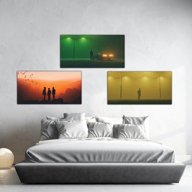 تابلو شاسی بکلیت طرح فانتزی دکوراتیو مدل SH-551 مجموعه 3 عددی