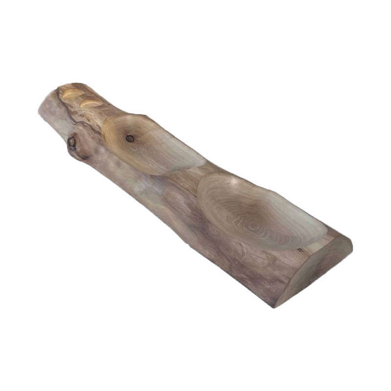 ظرف سرو چوبی گوراب چوب مدل دفرمه طرح روستیک کد C7006