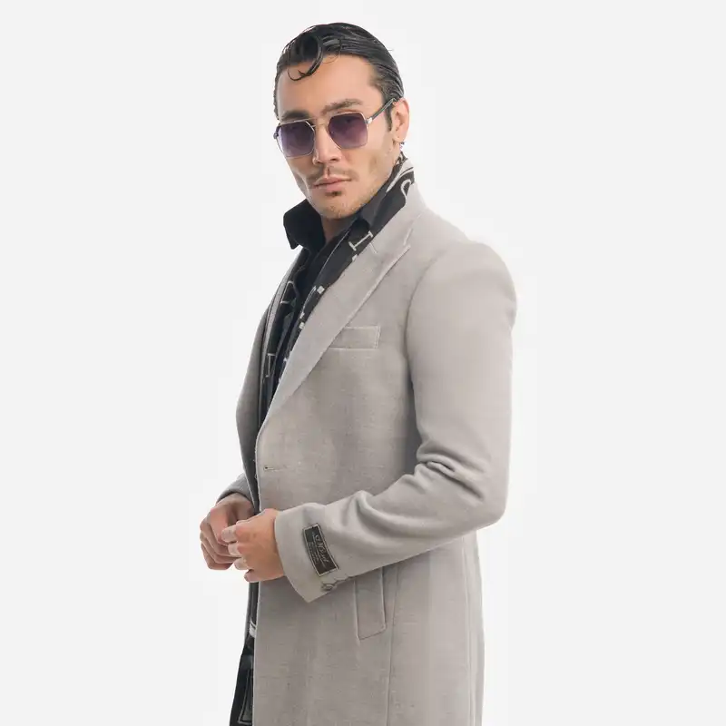 پالتو مردانه مدل فوتر یقه بلیزر 4-4 رنگ طوسی روشن