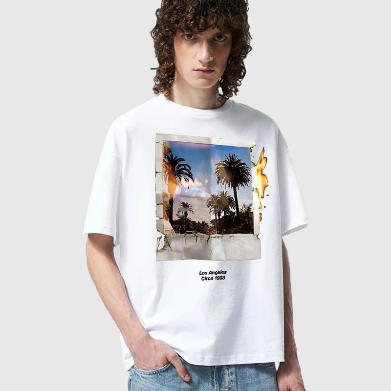 تی شرت آستین کوتاه مردانه مدل فانتزی اتش لس انجلس z444