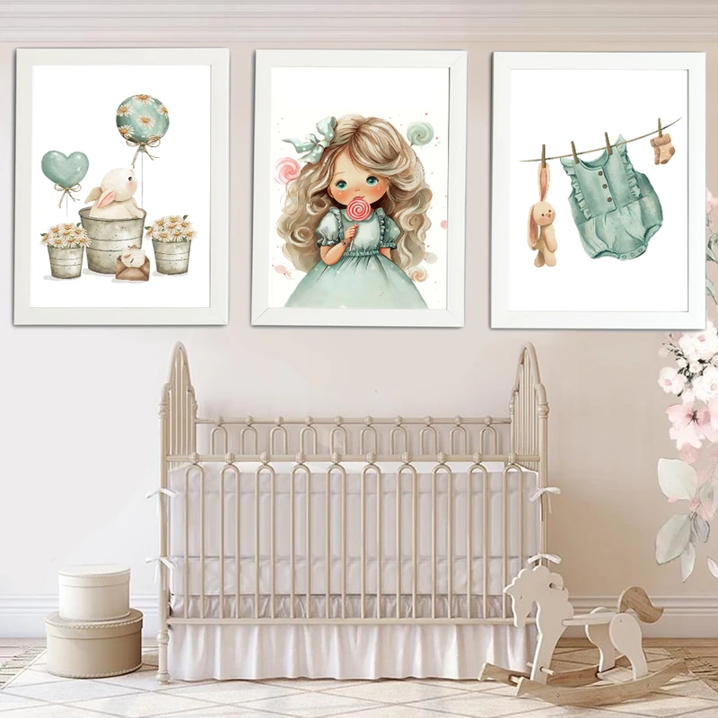 تابلو کودک مدل دختر آبنباتی مجموعه 3 عددی