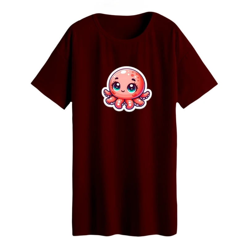 تی شرت لانگ زنانه مدل هشت پا کارتونی کد01