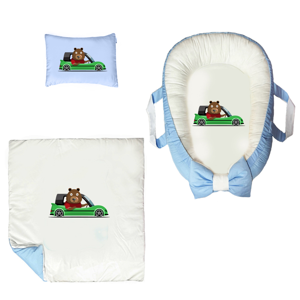سرویس خواب سه تکه نوزاد مدل گارد محافظ دار طرح ماشین کد 030