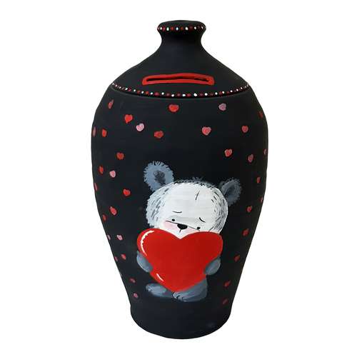 قلک سفالی طرح خرس قلبی مدل HT - 07