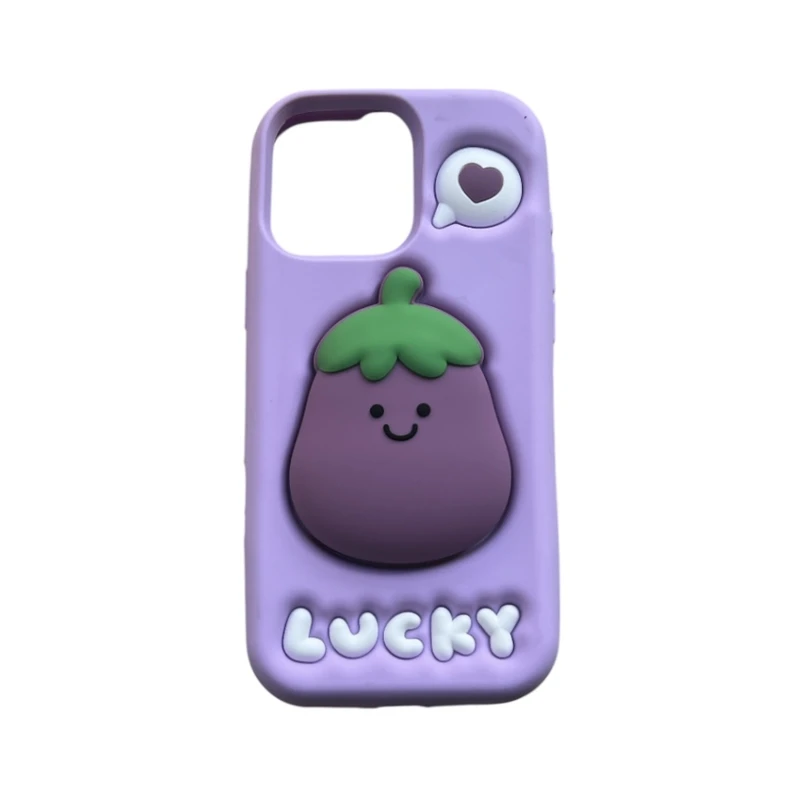 کاور مدل سلیکونی طرح بادمجان برجسته مناسب برای گوشی موبایل اپل Iphone 13 pro