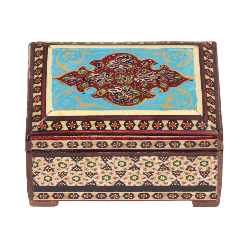 جعبه جواهرات خاتم کاری چوبی فراز هنرمدل رو نقاشی کد 118
