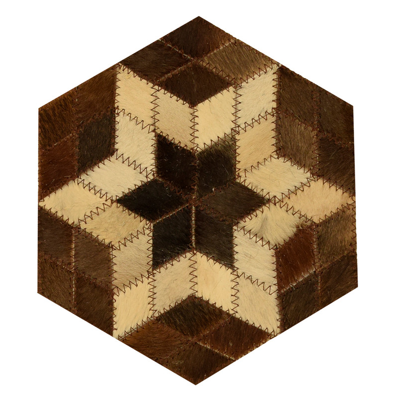 رومیزی کلاژ چرم و پوست مدل شش ضلعی کد 0012