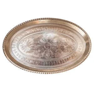 سینی مسی دست ساز بزرگ مدل بیضی 01