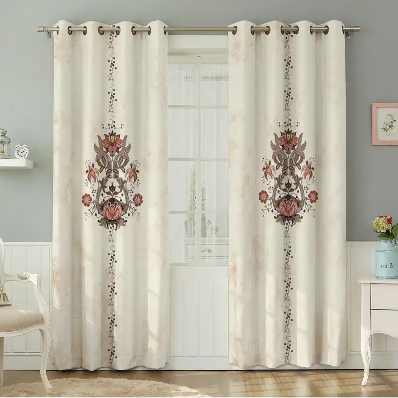 پرده نیروانا طرح سنتی مدل مخمل کد 8449سایز 140×280 سانتی متر