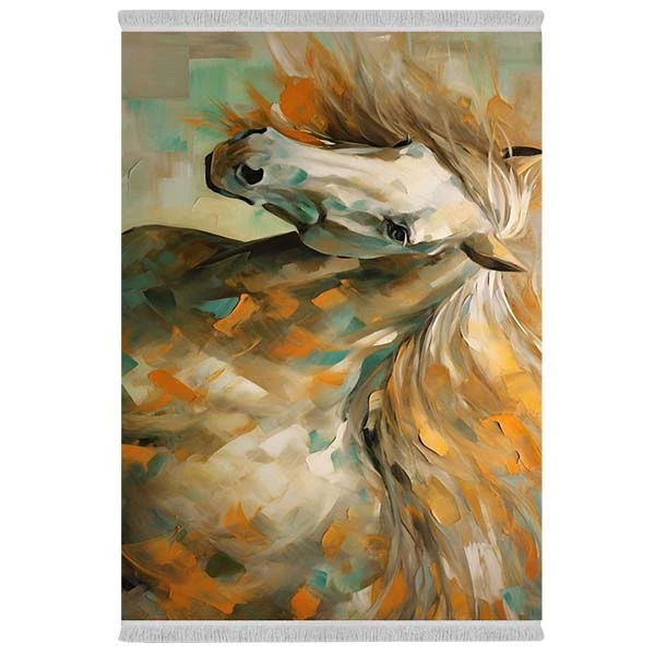 فرش پارچه‌ای دفه مدل فرشینه شانل مخمل طرح فانتزی کد 7203