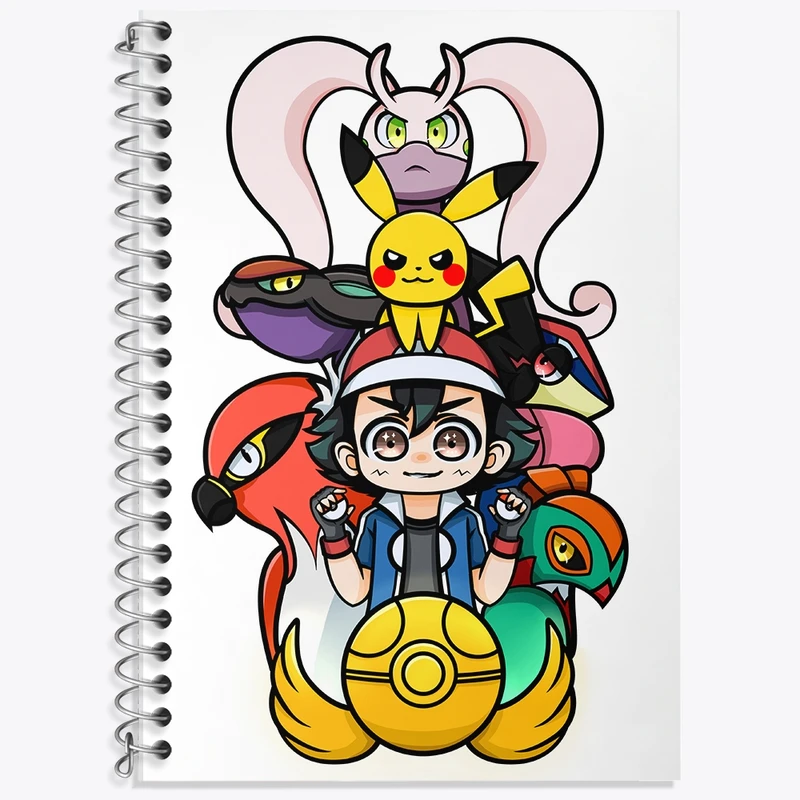 دفتر زبان 50 برگ خندالو مدل سه خط طرح انیمه پوکمون (Pokemon) کد F2233