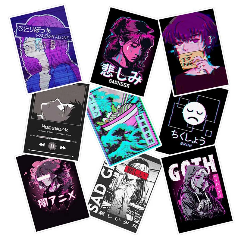   استیکر لپ تاپ ماسا دیزاین طرح anime کد SAM102 مجموعه 9 عددی