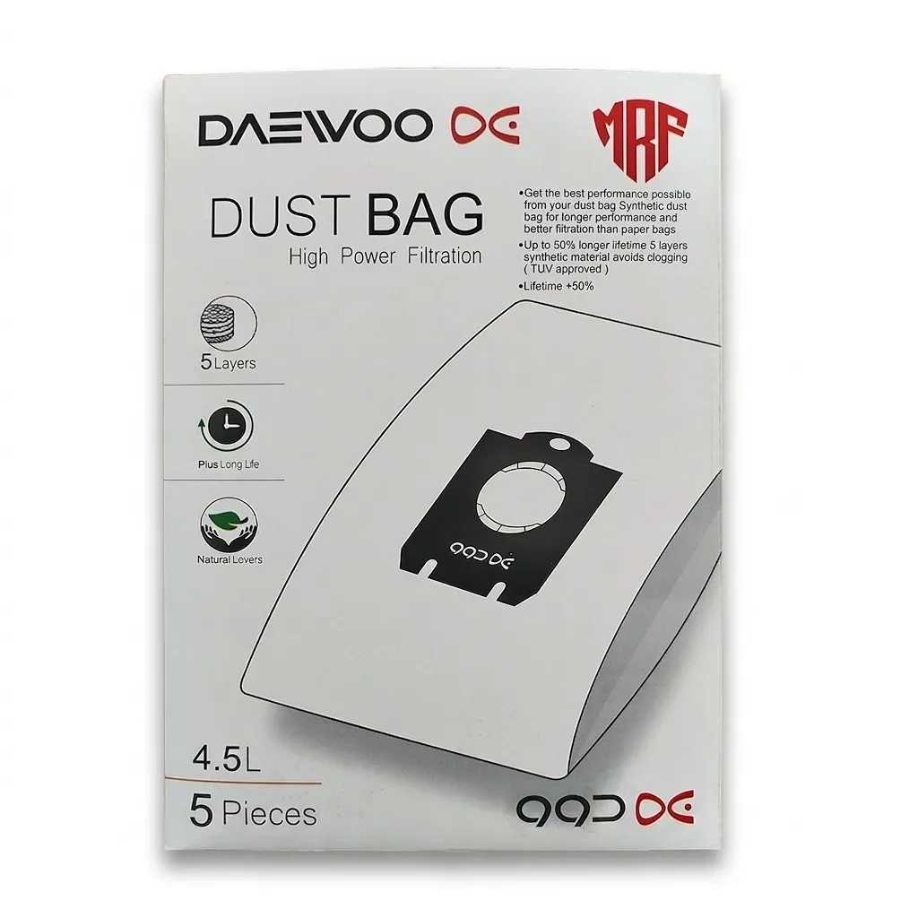 کیسه جاروبرقی دوو مدل espero DVC-S22P  میکرو فیلتر5لایه مناسب جاروبرقی دوو اسپرو بسته 5 عددی