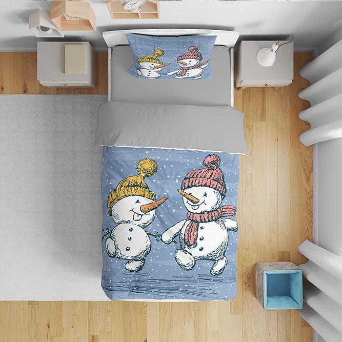 سرویس روتختی کودک مدل آدم برفی 4974 تک نفره 5 تکه