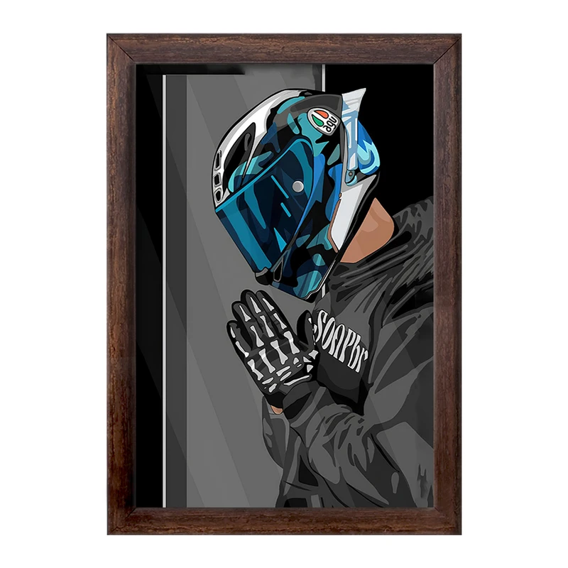 تابلو خندالو طرح پسر و کلاه کاسکت کد F3011