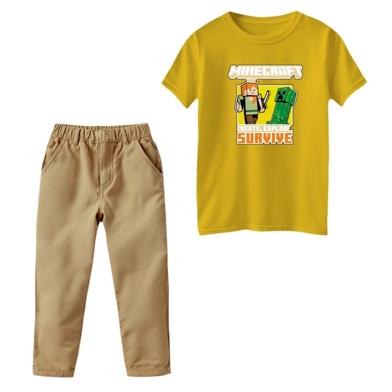 ست تی‌شرت و شلوار پسرانه مدل ماینکرفت کد 04