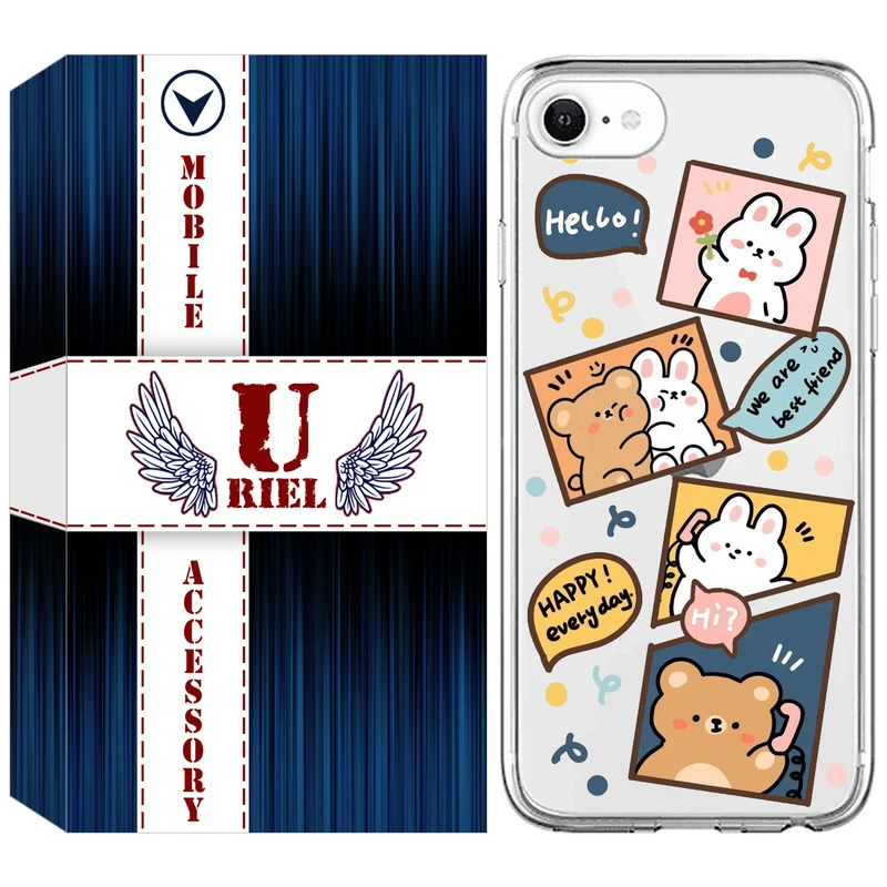 کاور یوریل قاب کد 19 طرح خرگوش و خرس مناسب برای گوشی موبایل اپل iPhone 7 / 8 / SE 2020 / SE 2022