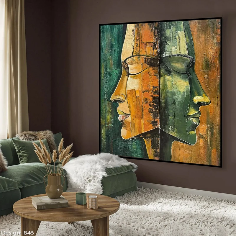 تابلو طرح دکوراتیو مدرن مدل چهره کد 846 فریم مشکی