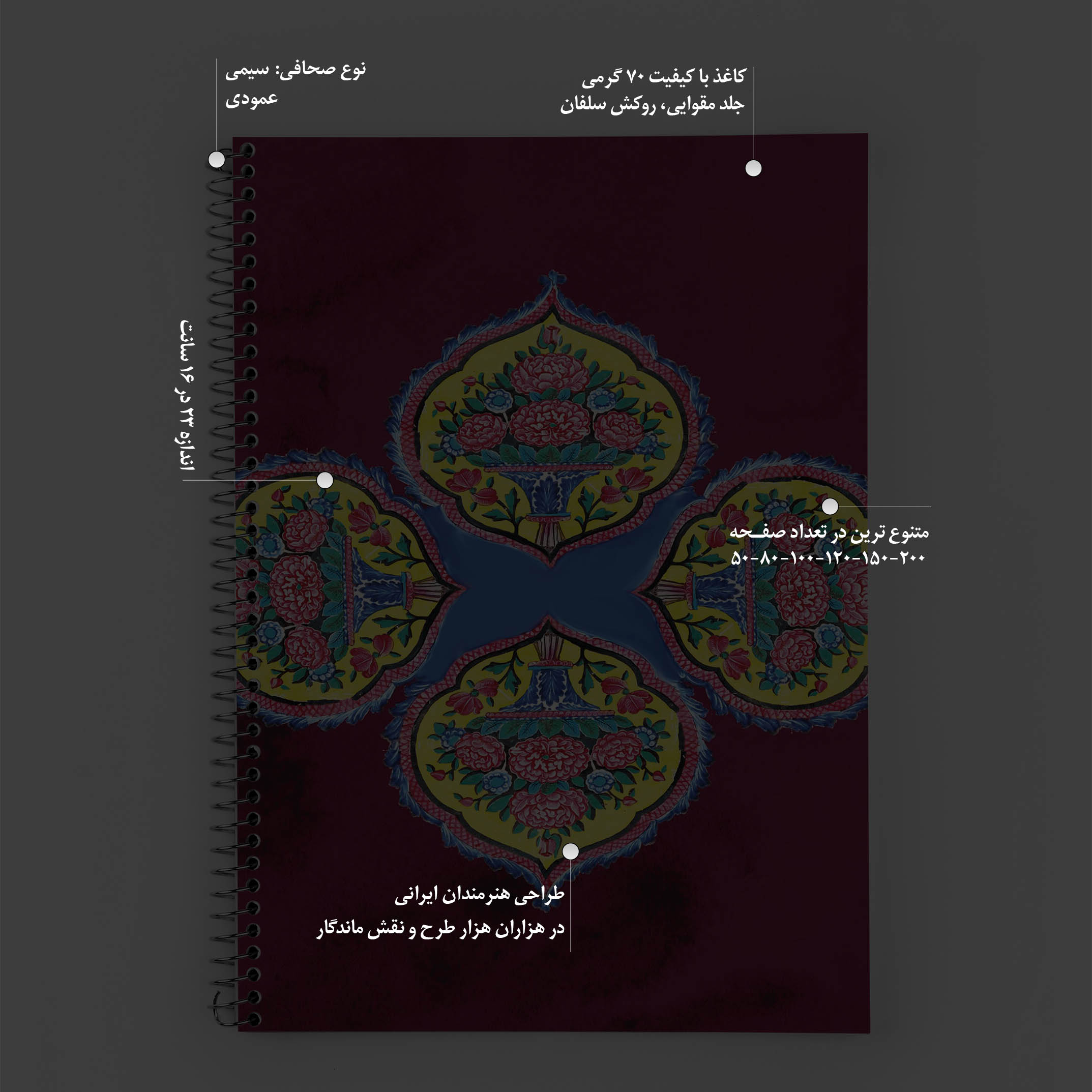 دفتر نت موسیقی 60 برگ مدوپد طرح تک‌گل فرنگی مدل png00080