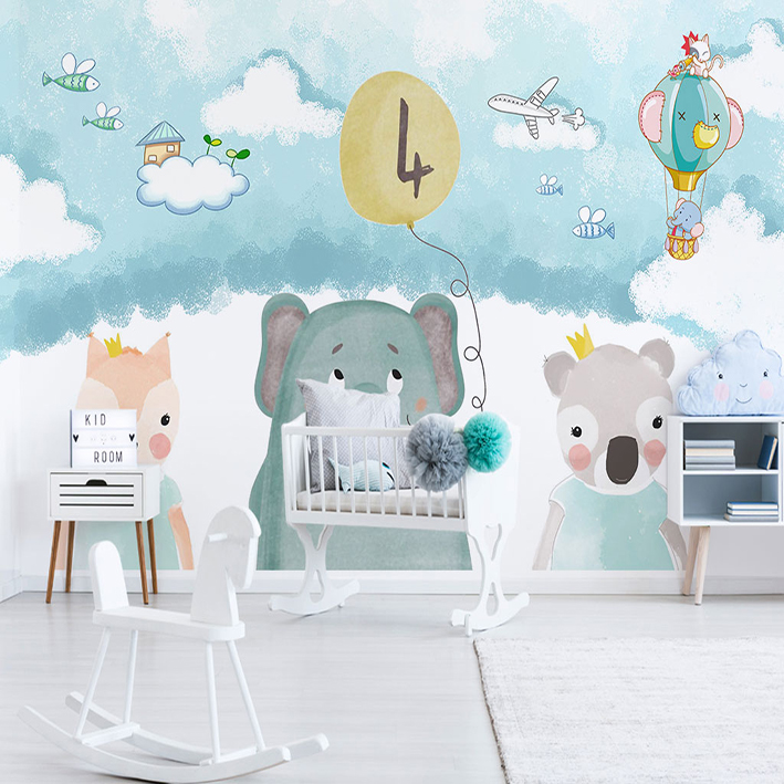 پوستر دیواری اتاق کودک مدل نقاشی فیل بالن DVRF1672