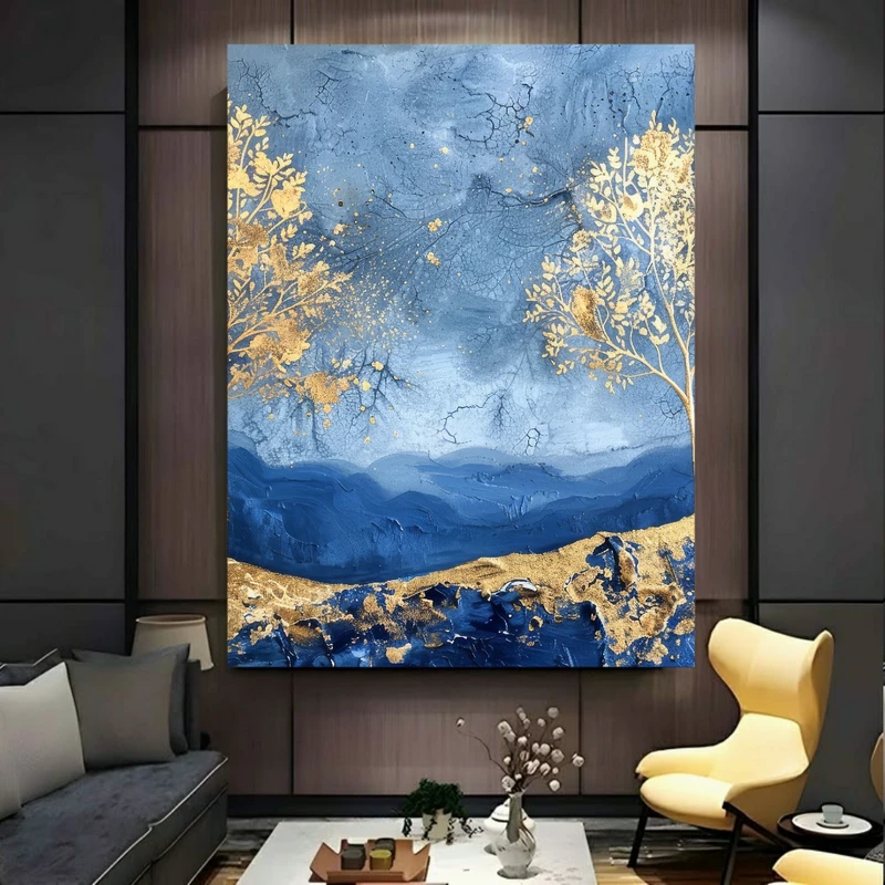 پوستر پارچه ای طرح مخمل  هنر مدرن مدل درختان انتزاعی طبیعت PY718
