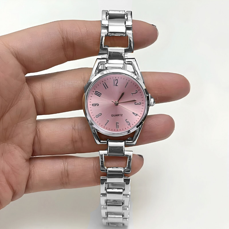 ساعت مچی عقربه‌ای کوارتز زنانه مدل مینیمال بند زنجیری دستبندی کد HO5