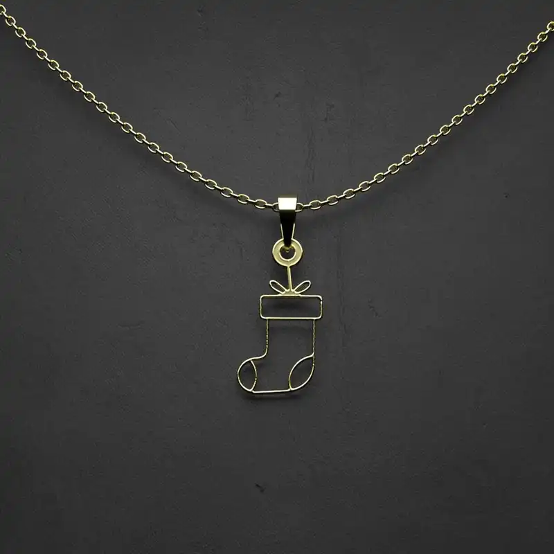 گردنبند طلا 18 عیار زنانه مدوپد مدل جوراب کریسمس کد HH2-1-1055