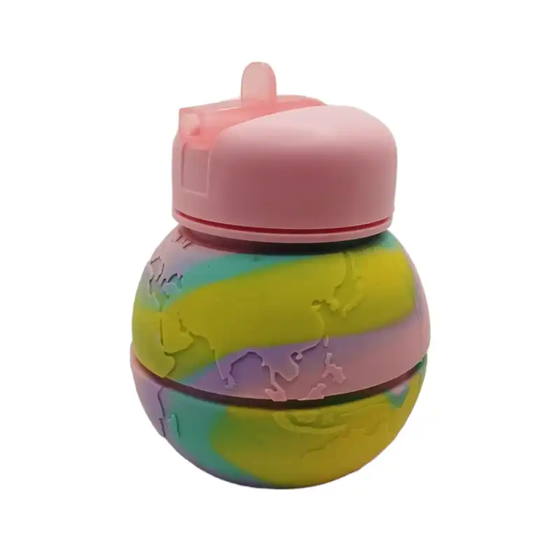 قمقمه مدل سیلیکونی تاشو طرح کره زمین و حیوانات گنجایش 0.55 لیتر