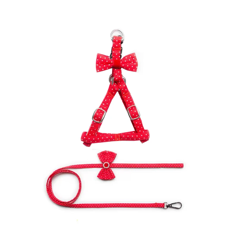 قلاده کتفی و بند قلاده سگ و گربه مدل خال خالی 