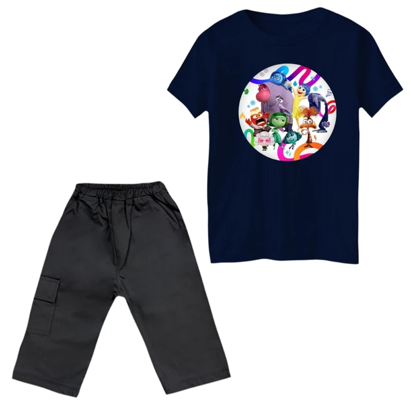 ست تی‌شرت آستین کوتاه و شلوارک دخترانه مدل انیمیشن درون و بیرون کد 4