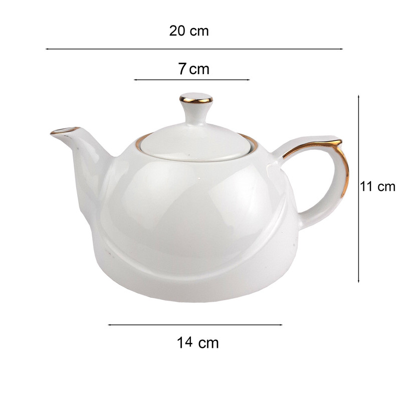 قوری لوریان چینی مدل بهار ساده خط طلا کد 701