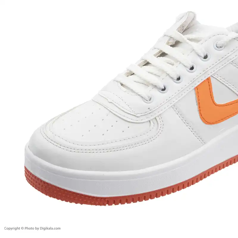 کفش روزمره زنانه شیما مدل ونس رنگ سفید نارنجی