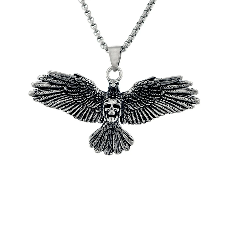 گردنبند مردانه برانت طرح عقاب و جمجمه