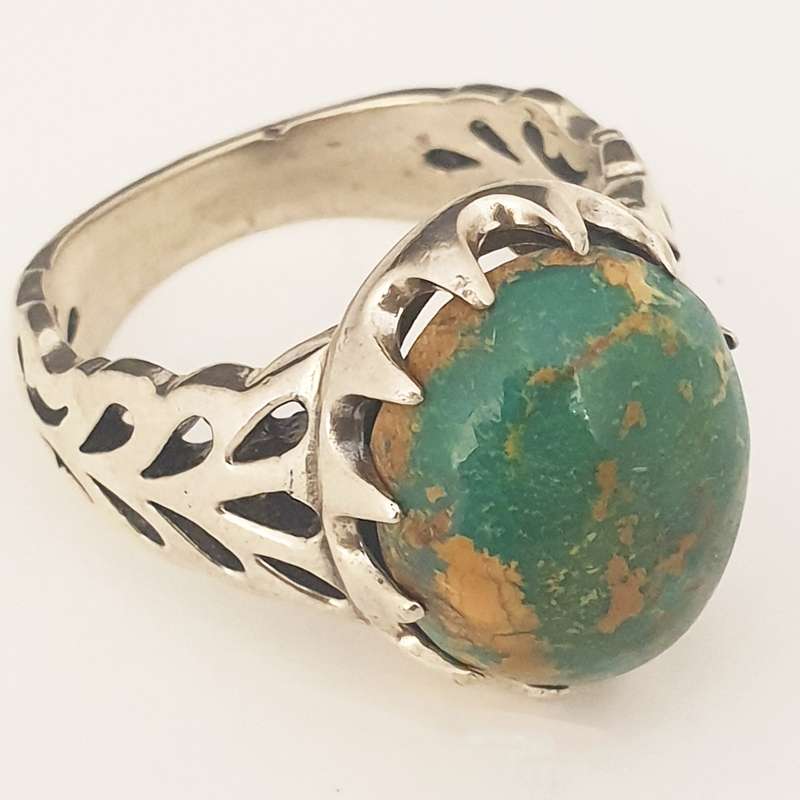 انگشتر نقره مردانه مدل فیروزه نیشابوری کد 44350