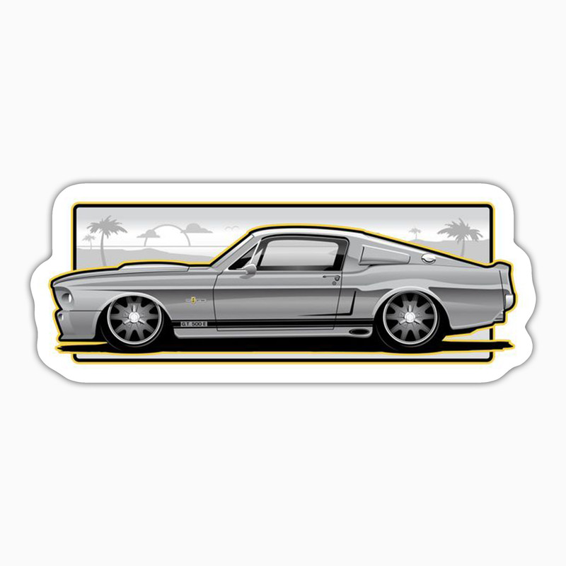 استیکر لپ تاپ و موبایل بووم طرح ماشین مدل Mustang 1967 کد UV057