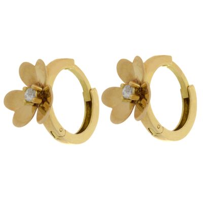 گوشواره حلقهای طلا 18 عیار زنانه طلای مستجابی مدل گل کد 45213