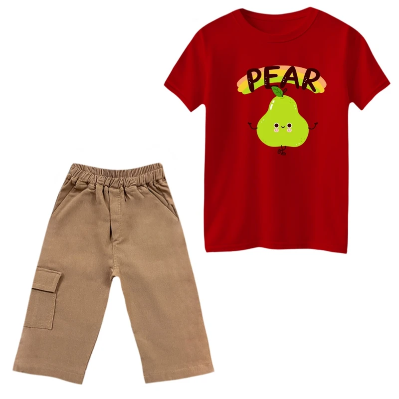 ست تی‌شرت و شلوارک پسرانه مدل گلابی