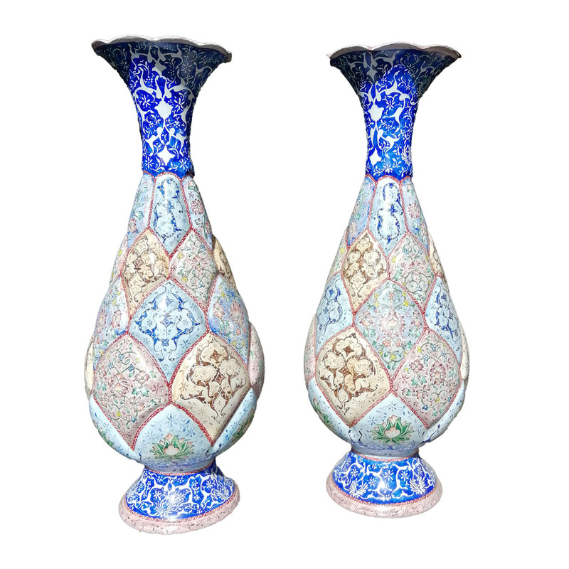 گلدان مینا کاری مدل لاله مجموعه دو عددی