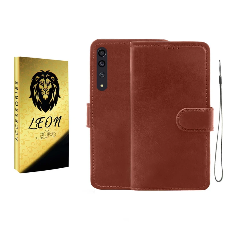  کیف کلاسوری لئون مدل Kiif1_OrO مناسب برای گوشی موبایل سامسونگ Galaxy A70 به همراه بند آویز