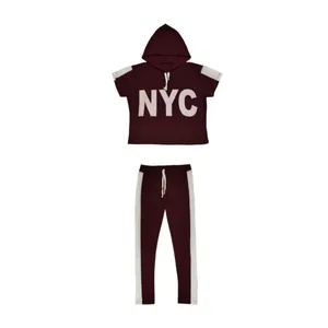 ست تی شرت آستین کلاهدار کوتاه و شلوار زنانه مدل STB084